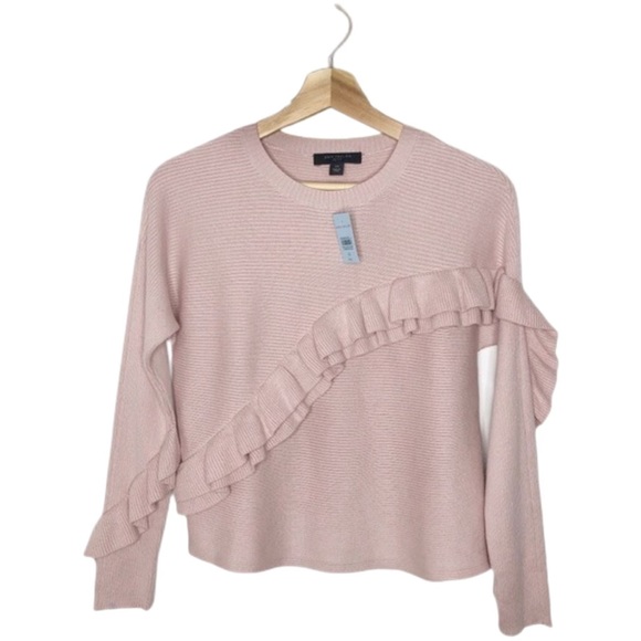 NWT Ann Taylor Pink Ribbed Ruffle Sweater Size Medium - Picture 5 of 8